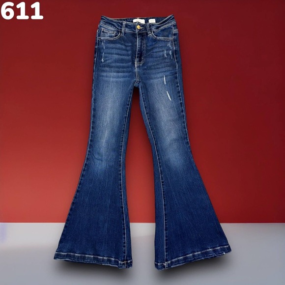 Jean HUDSON Slim Fit FLARE Taille 26 - Lavage Foncé Vieilli - Très Extensible - Occasion Très Bon état
